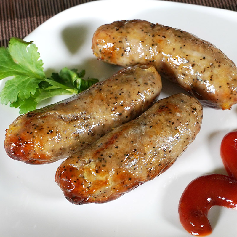Factory wholesale lazy breakfast air fryer instant commercial black pepper flavor black soil pig fried juice alcohol sausage roasted sausage