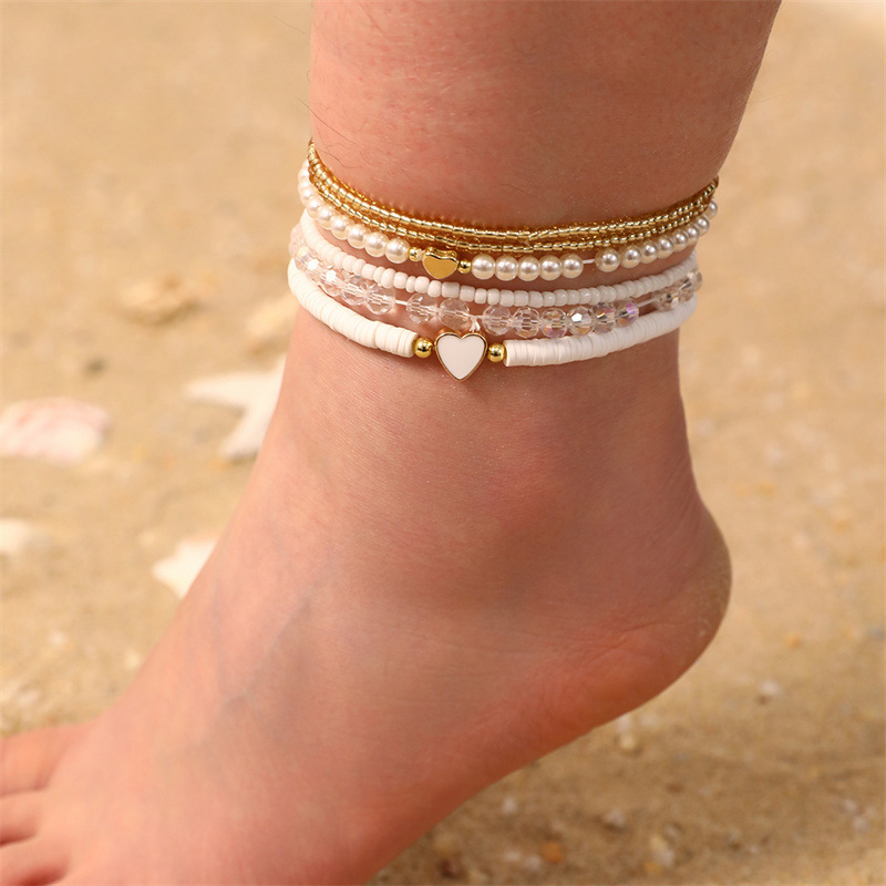 Cross-border new foot decoration niche design simple rice beads handmade beaded butterfly star pendant children's anklet