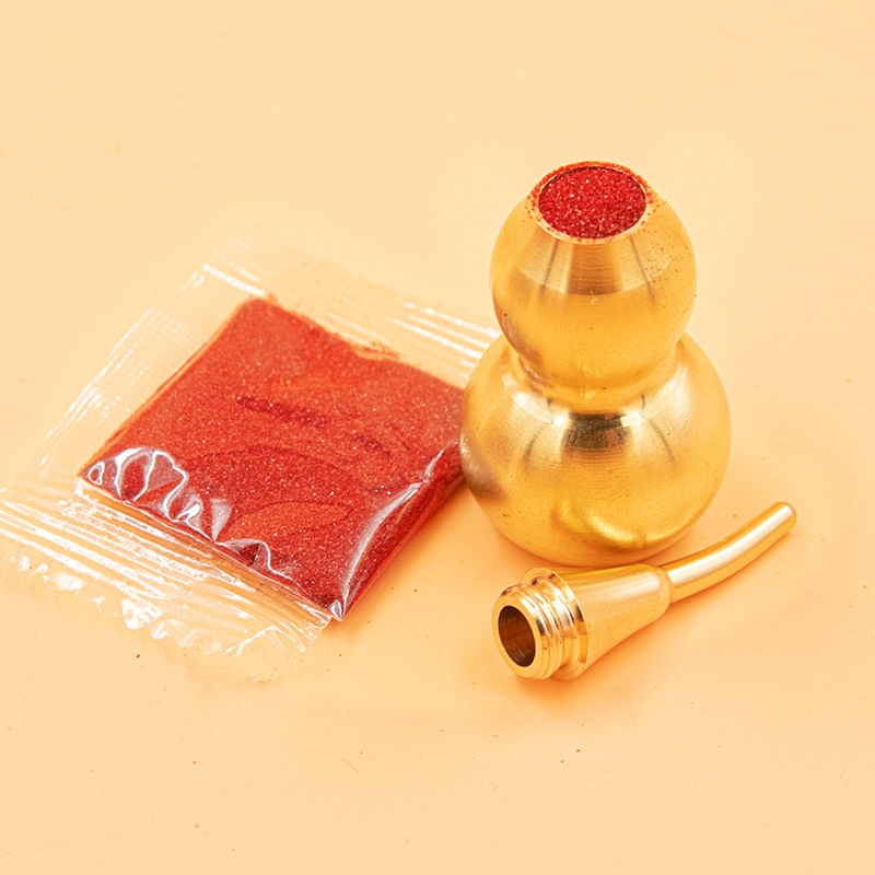 3g Red Sand Bagged Hollow Copper Gourd Pendant Accessory Cinnabar Granules Keychain Accessory Red Sand Manufacturer Wholesale