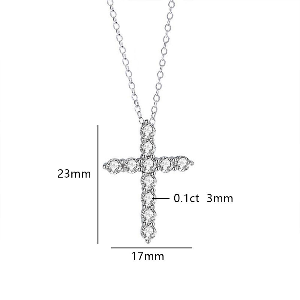 Sterling Silver S925 Mosan Diamond Cross Necklace Cross Cross-border Hot Seiko High-end Fashion All-match Diamond Inlay