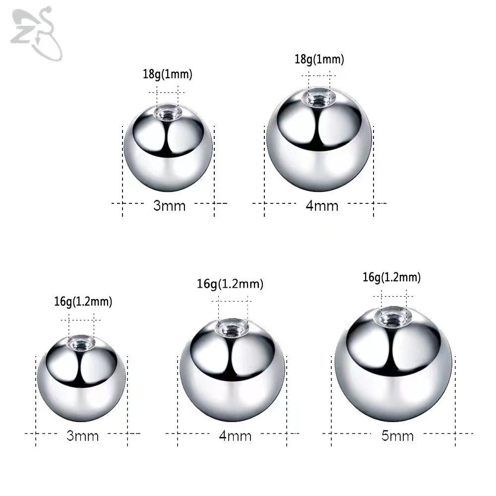 Manufacturer's Spot Titanium Steel 304 Tongue Nail Lip Nail Steel Ball Replacement Ball Smooth Piercing Ball Round Cake Replacement Accessories Wholesale