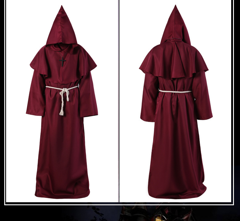 Cross-border Halloween costume medieval monk robe monk costume wizard costume priest costume cosplay dance costume manufacturer