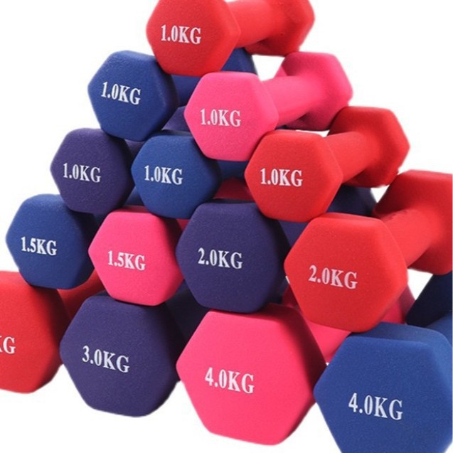 Dumbbell Lady Shaping Fitness Color Dipper Cast Iron Small Dumbbell Solid Core Hexagon Glue-coated Gloss Household Dumbbell