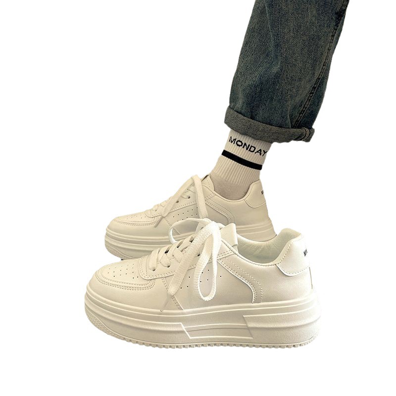 Thick-Soled White Shoes for Women 2024 New Thin Breathable Women's Sports and Leisure Shoes for Women 6cm Height Increasing Sneakers for Women Q-1