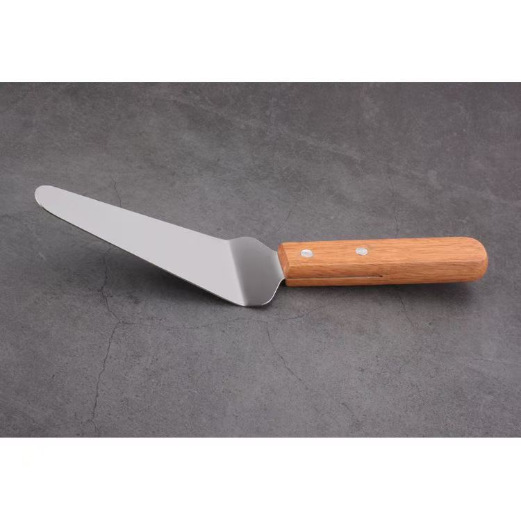 Triangle shovel cake blade manufacturer in stock wooden handle stainless steel cake knife pizza shovel cheese shovel baking tools