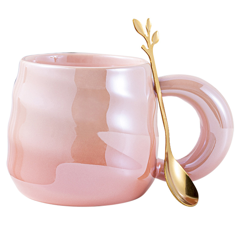 ins style gradient thread ceramic cup high-looking Macaron cream style mug internet celebrity Office water Cup