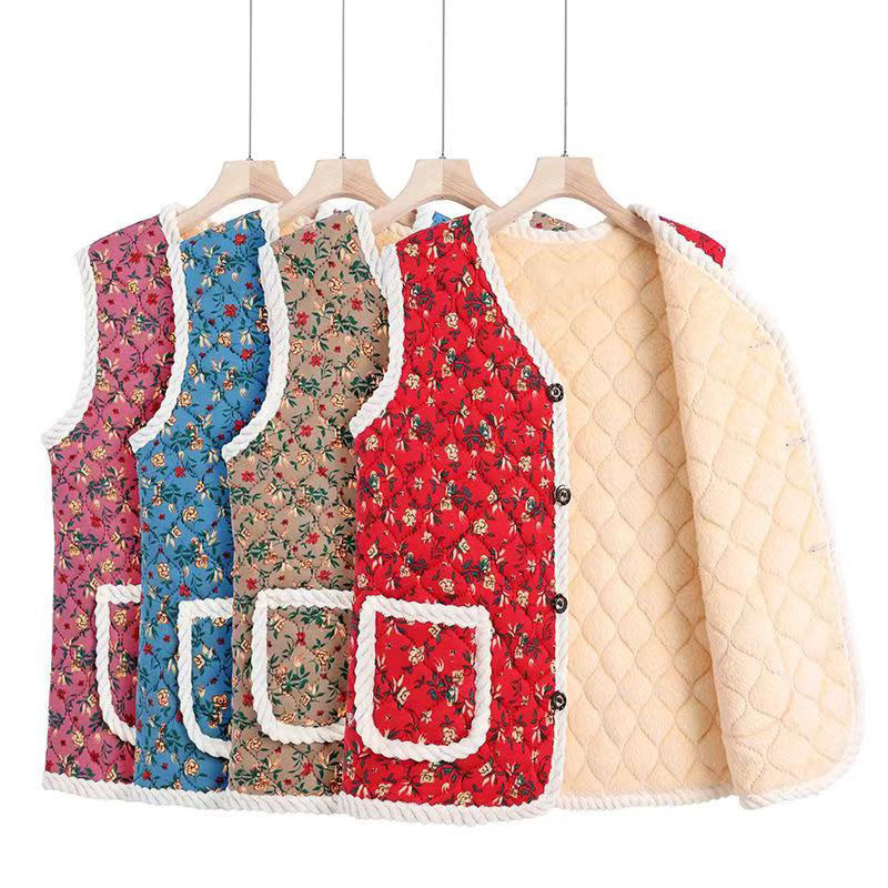 Winter Vest for Middle-Aged and Elderly Women, Thickeneded Velvet, Warm Vest, Waistcoat, Running at the Street Stall Manufacturer