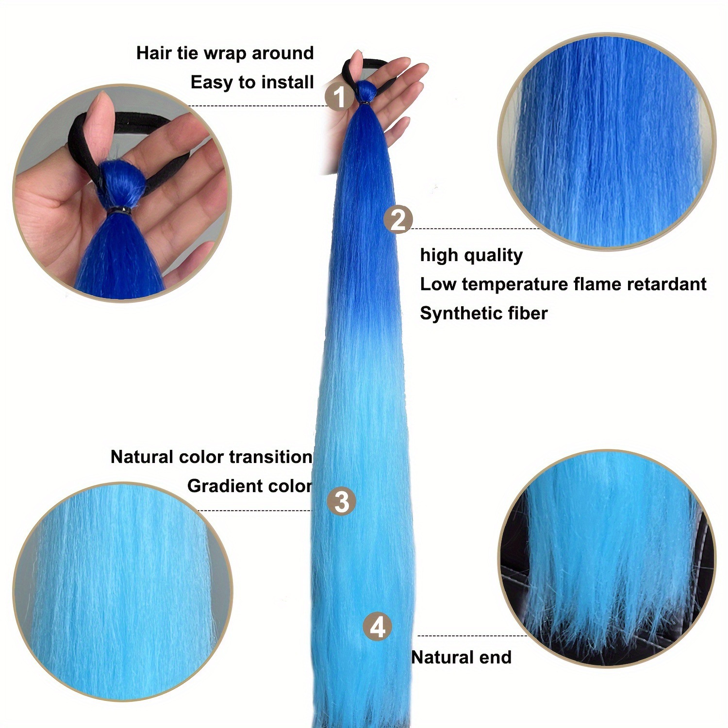 Single Pack of Chemical Fiber Wig, Colorful Ponytail Rubber Band, Boxing Braid, Colorful Braid Ponytail Hair Extension