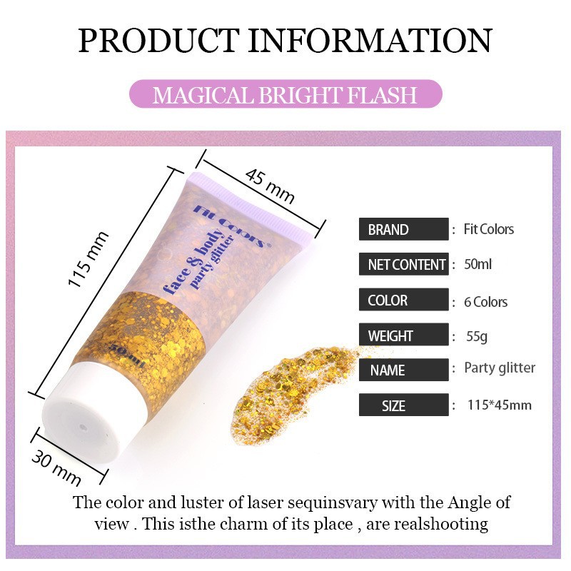 Fit Colors Sequins Gel Mermaid Scales Face Body Lip Sequins Eye Shadow Colorful Polarized Stage Makeup