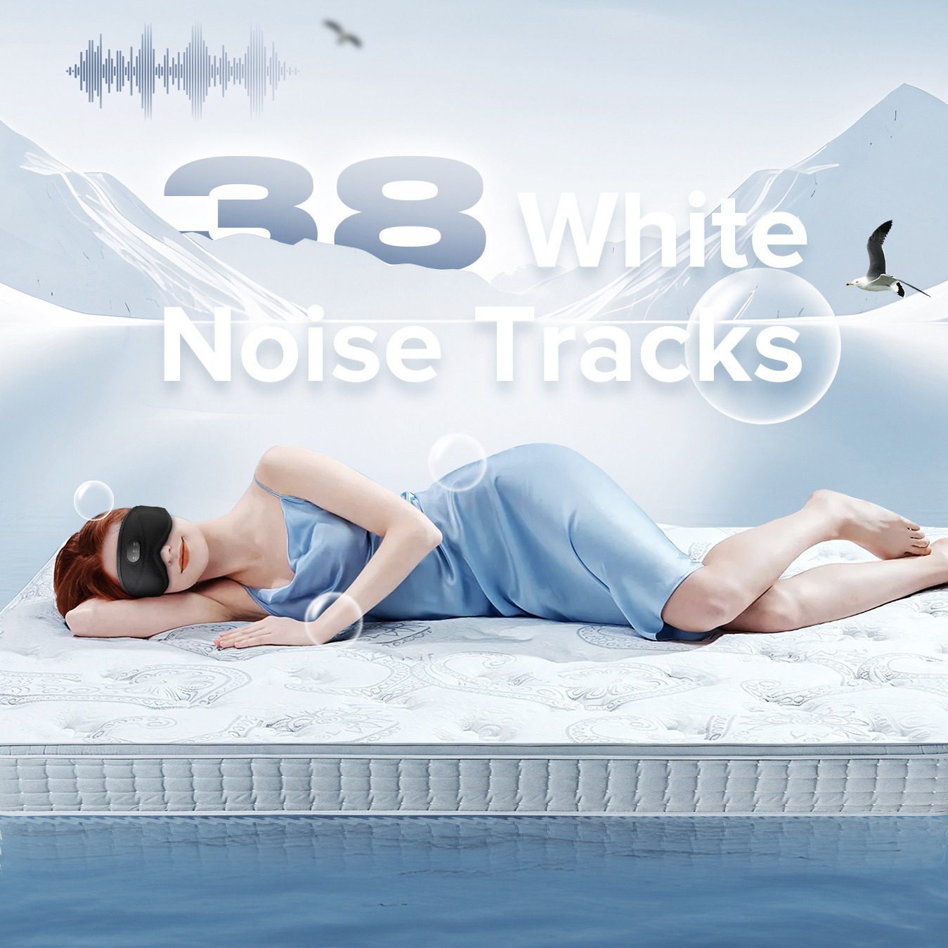 Amazon Bluetooth 5.4 Lightweight and Portable White Noise Sleep Eye Mask 38 Music Smart Decompression Sleep Eye Mask