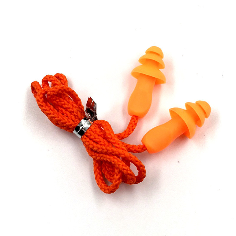 Factory soundproof earplugs soft rubber swimming noise reduction waterproof earplugs anti-loss 1270 with wire hanging earplugs wholesale