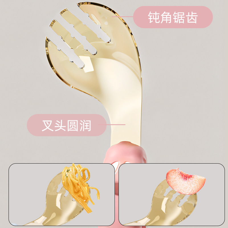 Silicone Fork and Spoon Baby Independent Eating Spoon Eating Training Kidsren's Food Supplement PPSU Fork and Spoon