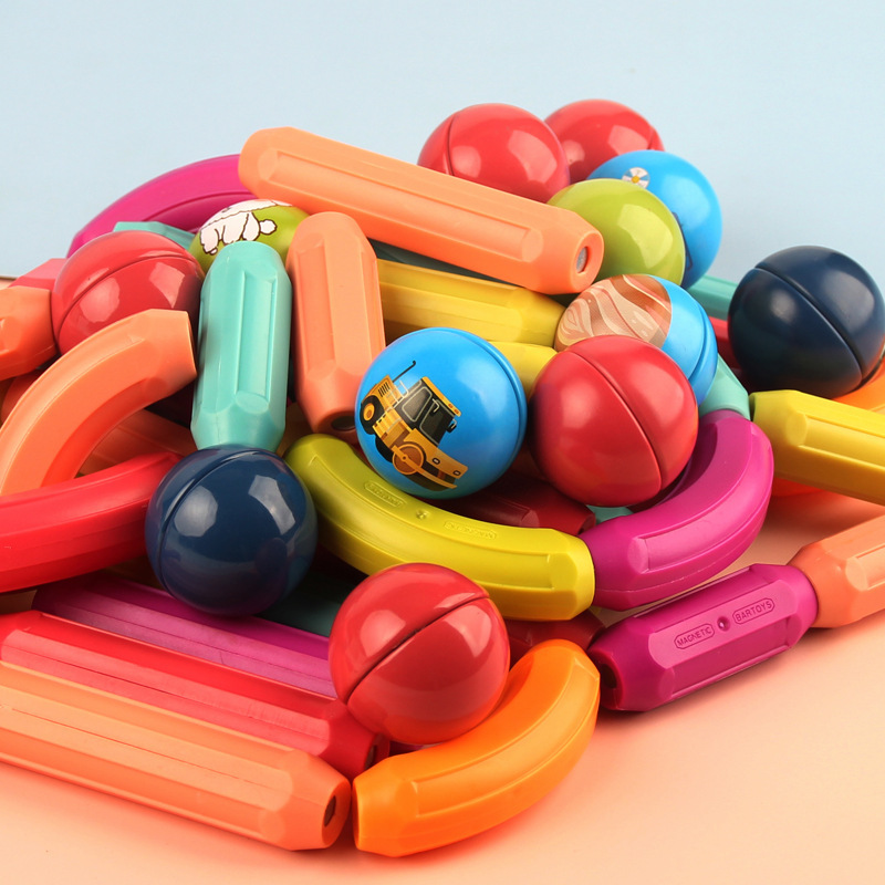 Varied Magnetic Bar Loose Pieces Children's Educational Varied Building Blocks Magnetic Suction Assembled Girls Boys Magnet Magnetic Suction Supplementary Pieces