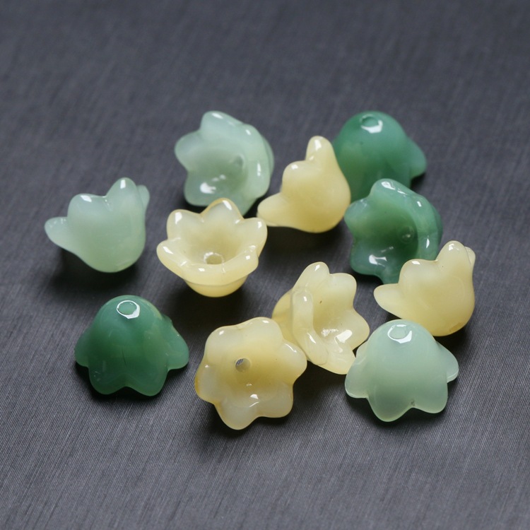 11mm yellow green green white glaze hole flower DIY earrings handmade accessories