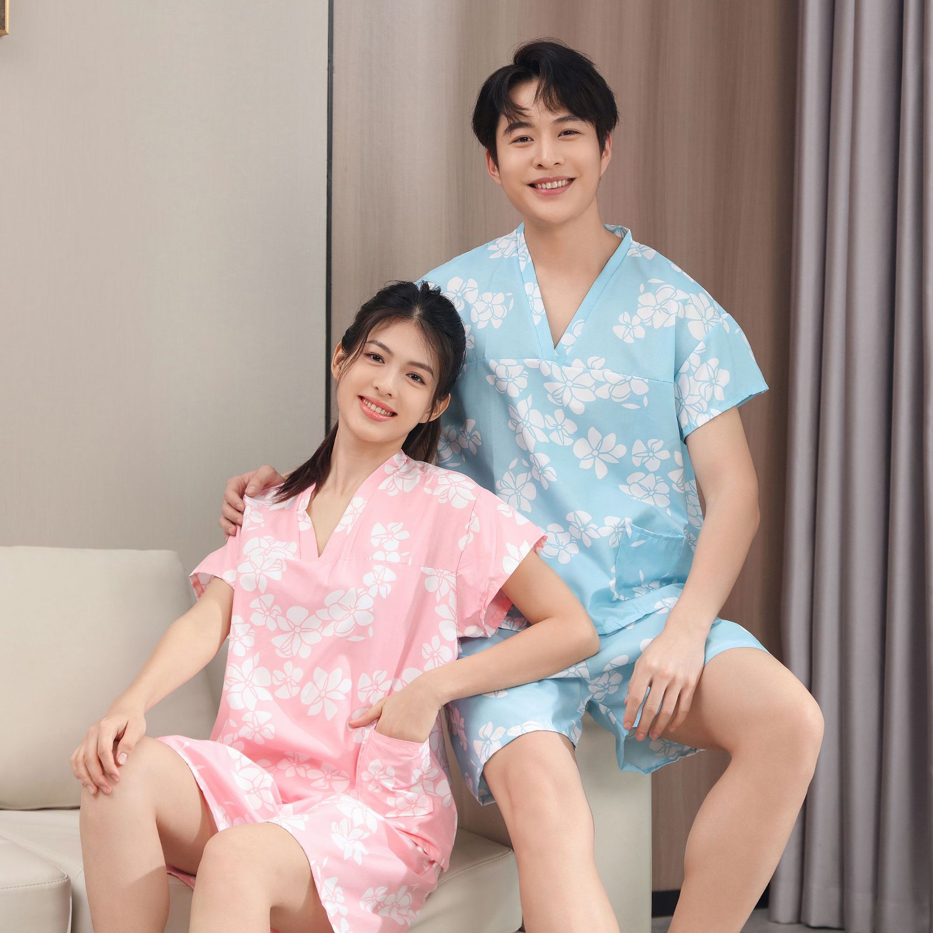 Disposable bath clothes women sauna clothes moxibustion cotton men's massage foot sweat steaming clothes hotel bathrobe physiotherapy clothes wholesale