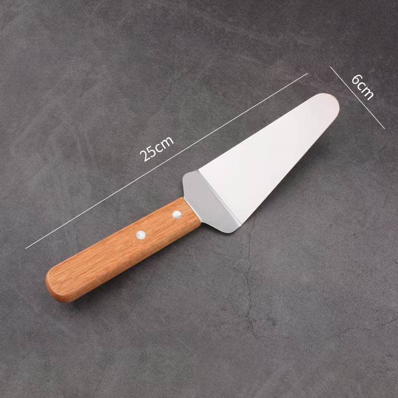 Triangle shovel cake blade manufacturer in stock wooden handle stainless steel cake knife pizza shovel cheese shovel baking tools