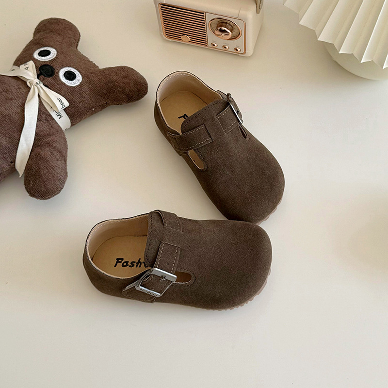 Children's Birkenth Shoes 2024 Spring and Autumn New Girls' Leather Shoes All-match Bean Shoes Little Girl's Soft-soled Shoes Spring Single-layer Shoes