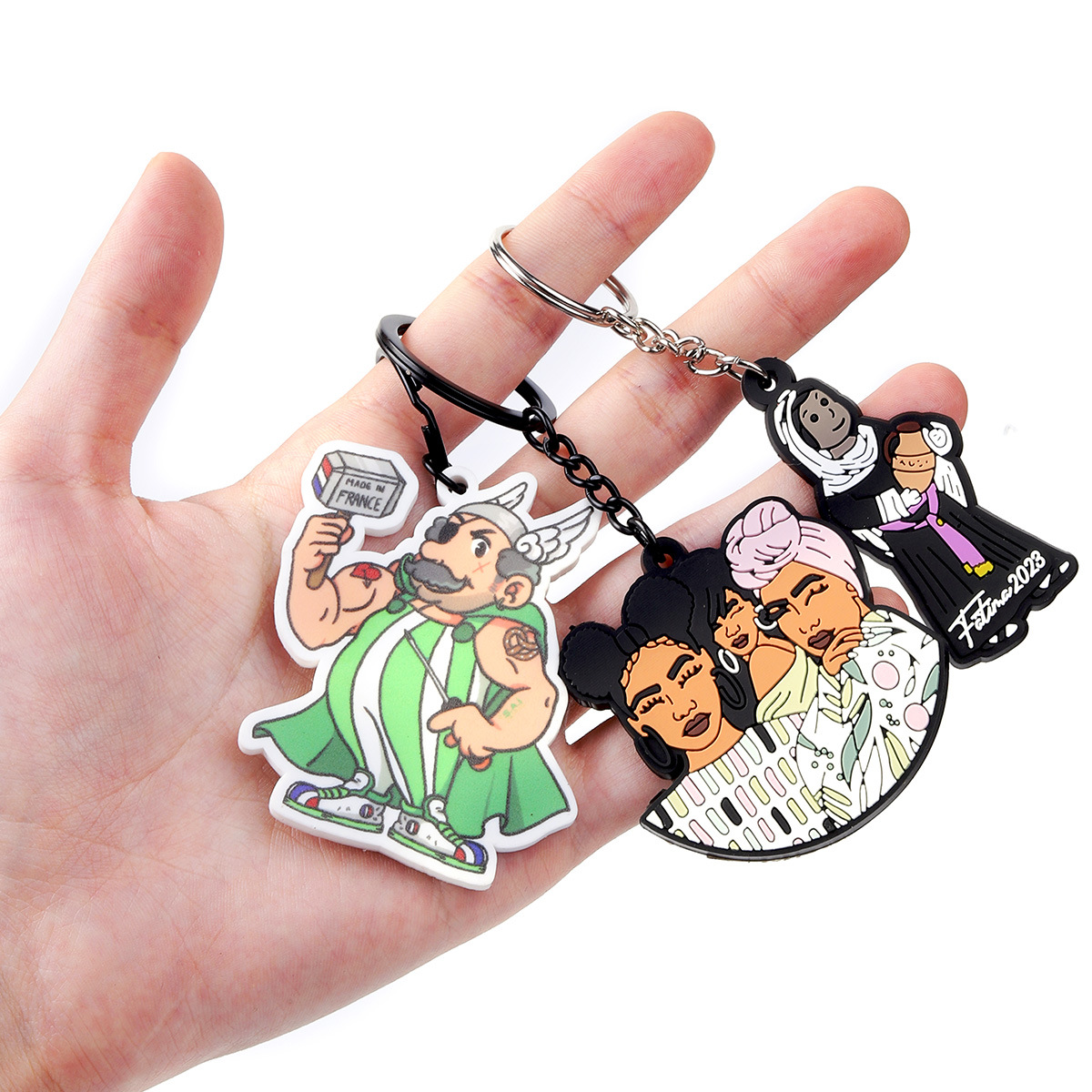 Cross-Border Pvc Soft Rubber Keychain Factory Customized Flat Printing Stereo Graphics Double-Sided Glue Key Pendant