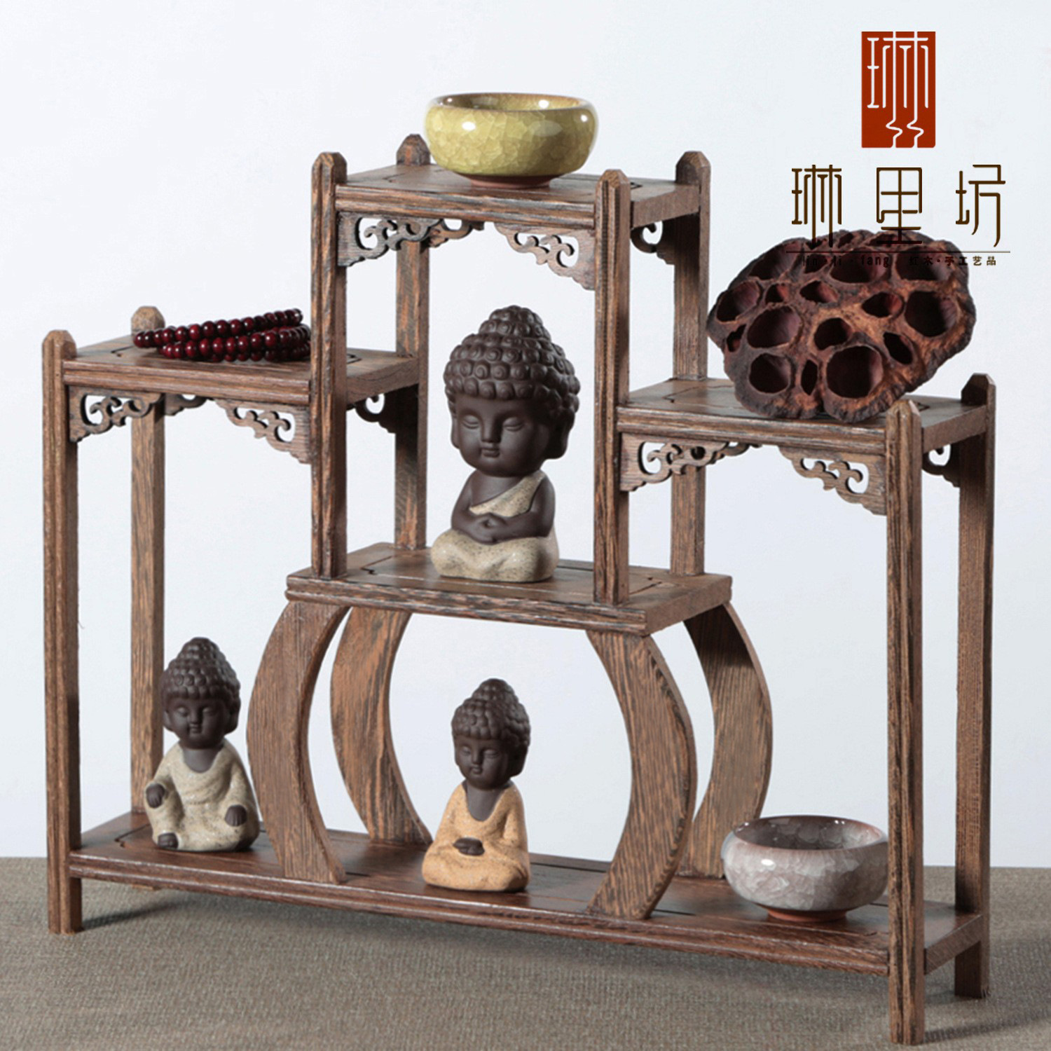 Chicken Wing Wood Bogu Rack Mahogany Wooden Play Display Rack Office Home Craft Ornaments Black Chicken Wing Woodworking Products