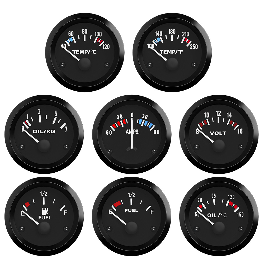 52MM car modified instrument voltage water temperature oil pressure oil quantity current instrument oil float pointer 12V