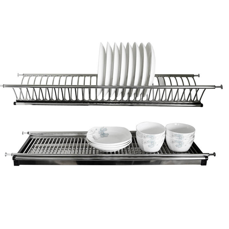 Kitchen Cabinet Stainless Steel Dish Rack Cabinet Built-In Double-Layer Storage Basket Storage Basket Storage Wall Cabinet Drain Rack