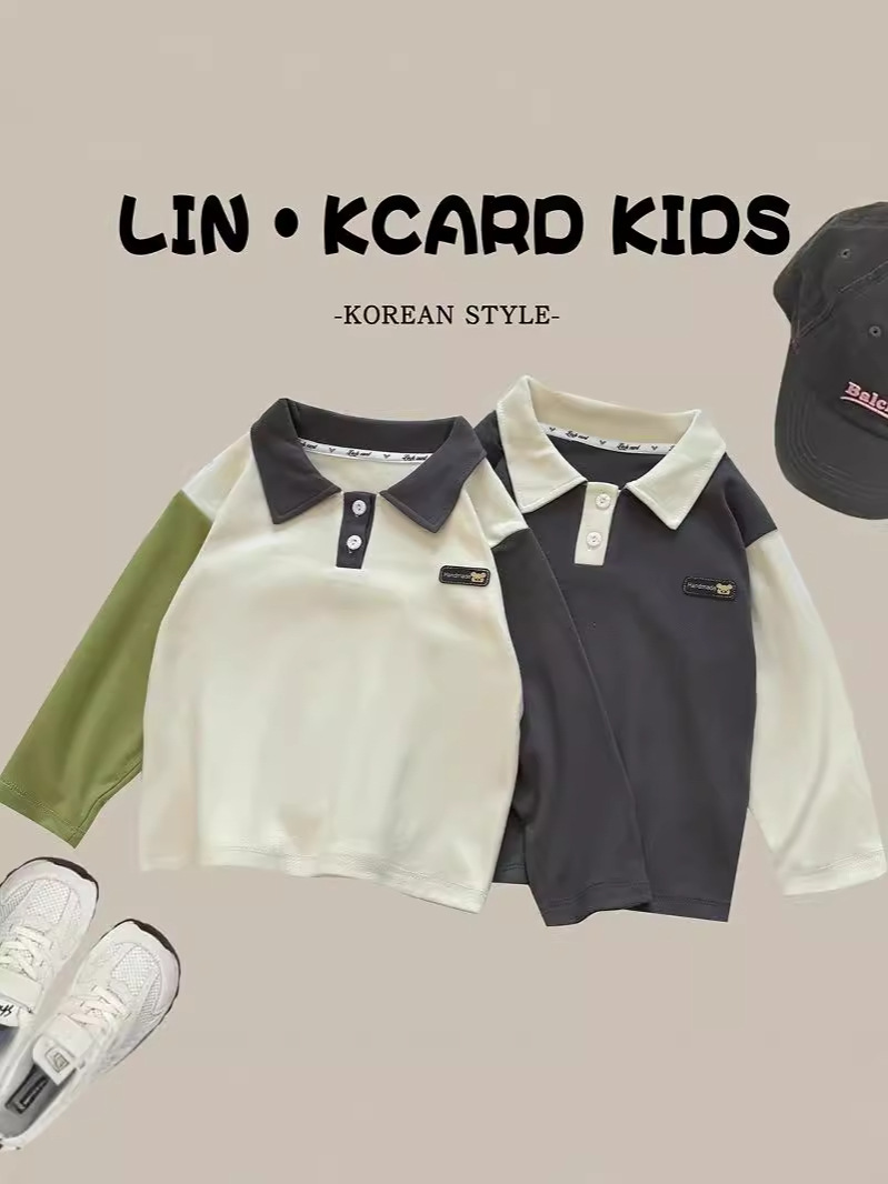 New Children's Long Sleeve-polo Shirt Boys' Single Piece Girls' Base Shirt Baby's Lapel Jacket German Velvet Fashion Children's Clothes