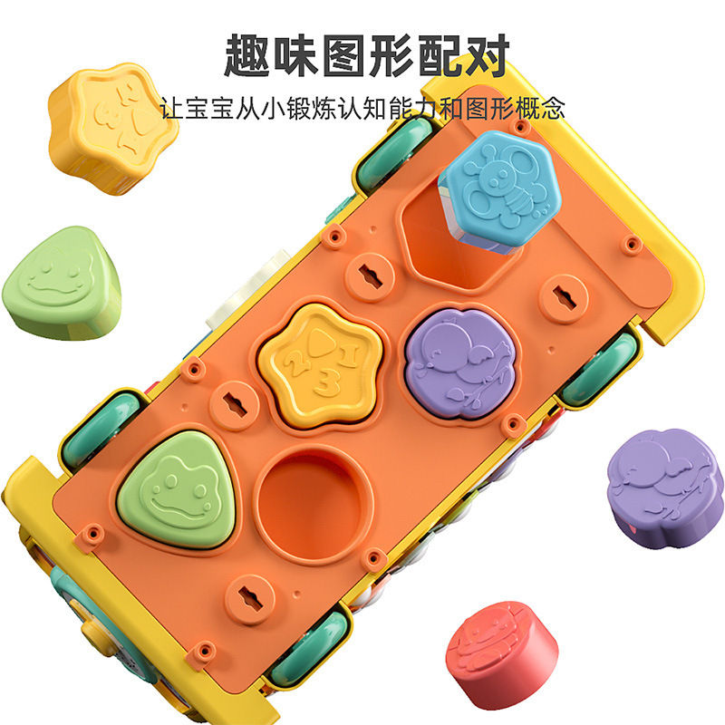Infants and Toddlers 0-1 Early Education Educational Multi-Functional Hand Fine Movement Knocking Carrot Six-Sided Bus Toy 2