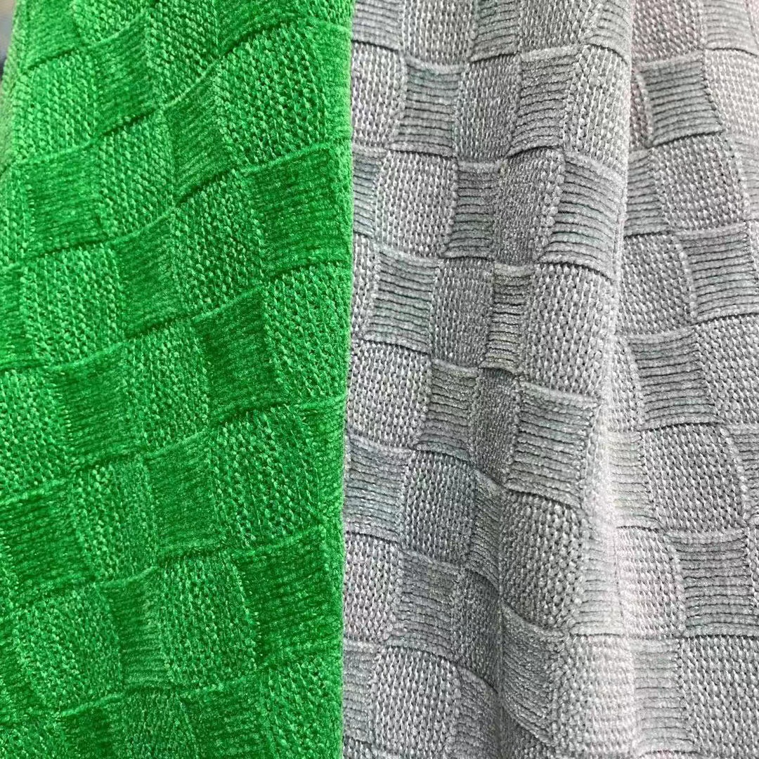 Soft waxy! Autumn and winter thick fabric net red bv green checkerboard fabric wide leg pants sweater fabric
