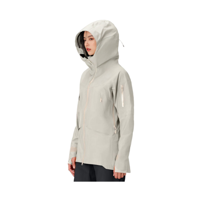 Women's Outdoor Fashion Hooded Jacket Zipper Drawstring Windproof Waterproof Warm Slim Ski Jacket