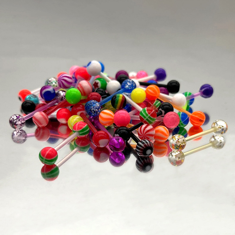 Кросс-бордерные акриловые УФ стержни, смешанные цветные пирсинги для языка, популярные украшения для пирсинга тела