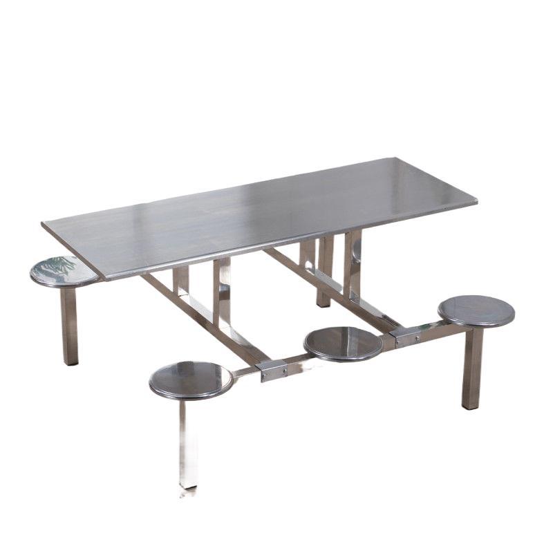 Stainless Steel Cafeteria Dining Table for 4, 6, 8 People, School Cafeteria Dining Table, Employee Factory Fast Food Dining Table and Chairs, Thickened and Integrated