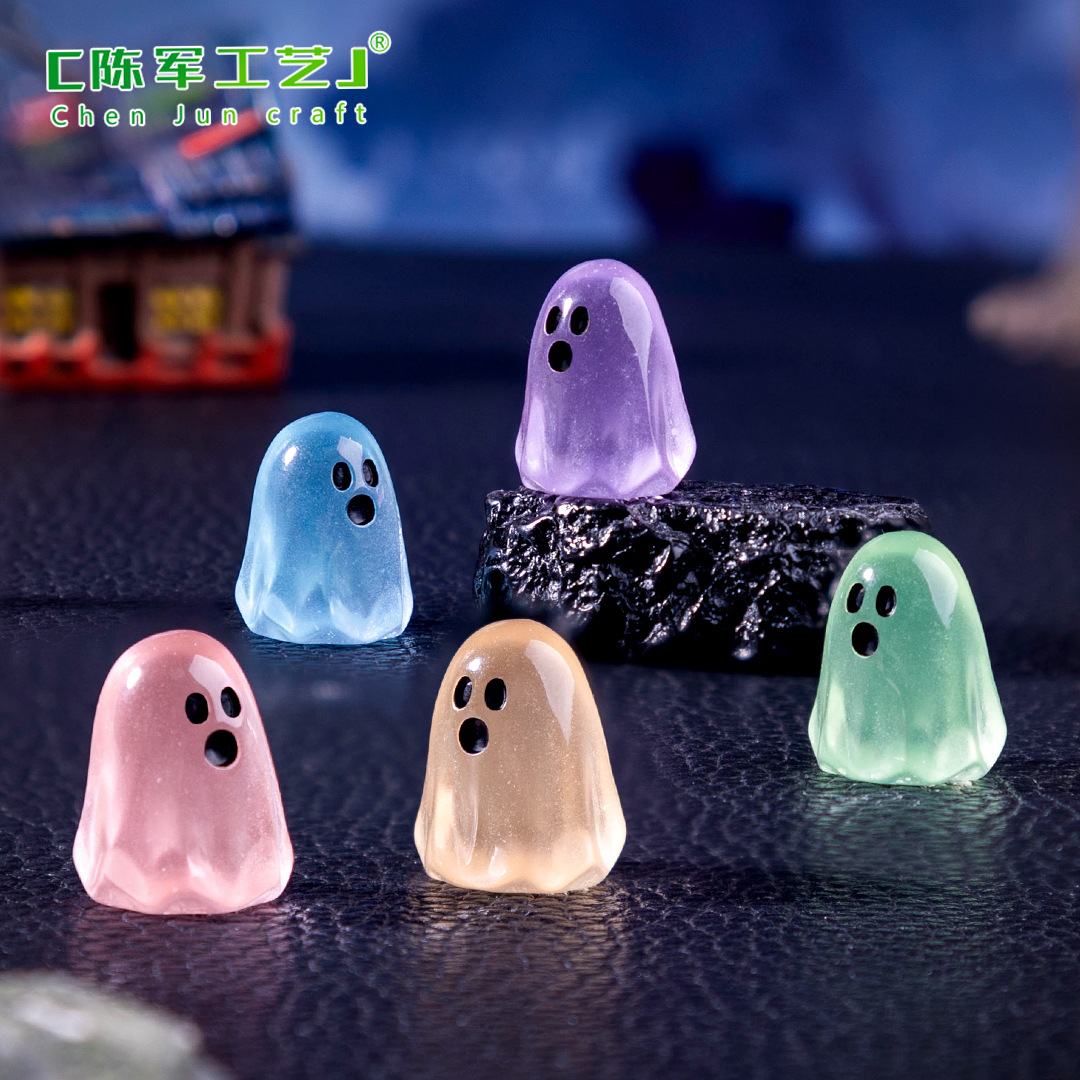 Cross-border Creative Luminous Ghost Moe Grain DIY Decorations Hanging Accessories Mini Micro Landscape Halloween Ornaments