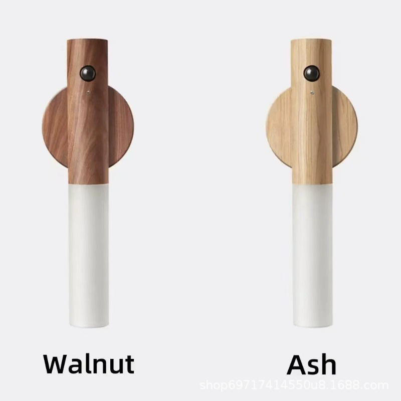 Cross-Border Intelligent Human Body Sensor Lamp Self-Adhesive Wall Led Rechargeable Lamp Imitation Wood Sensor Home Lamp Rechargeable