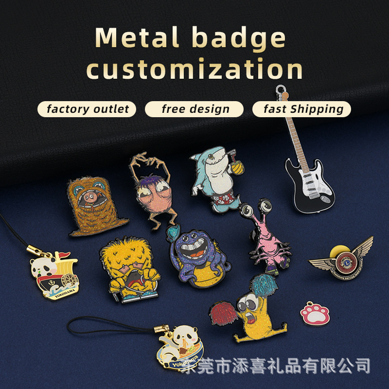 Кастомизированные металлические значки, фабрика аниме-брошей, значки из цинкового сплава, окрашенные значки, школьные значки, открывалки для бутылок