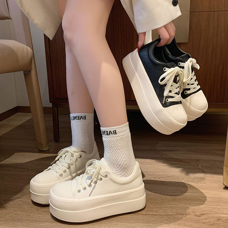 Ugly cute big head bread shoes women's thick bottom increased white shoes 2025 spring new all-match casual sports shoes
