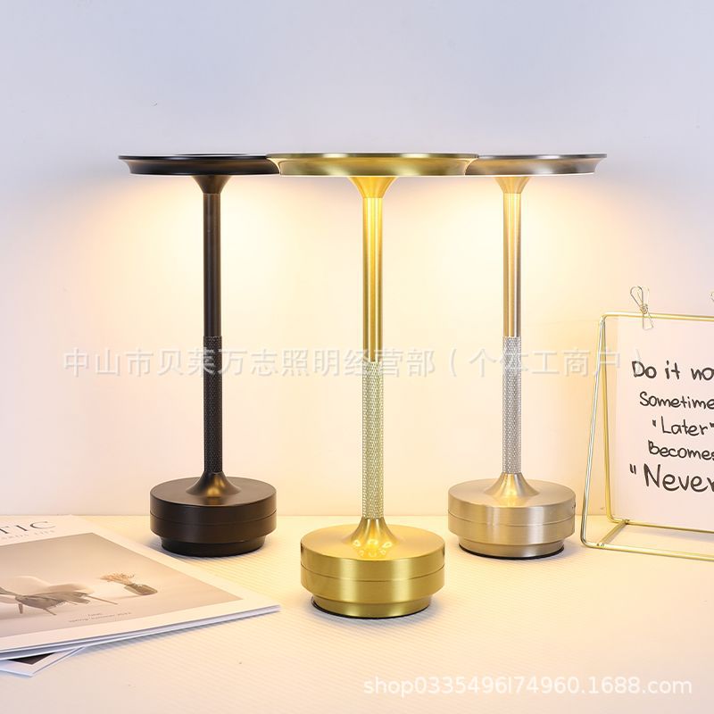 Cross-Border All-Aluminum Touch Table Lamp Hotel Restaurant USB Charging I-Shaped Lamp Metal Lamp Decoration Simple Small Table Lamp