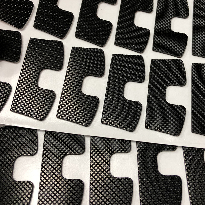 Die-Cut Mesh Silicone Rubber Mat Special-Shaped Plaid Anti-Slip Shock-Absorbing Rubber Mat Double-Sided Self-Adhesive Foot Mat Round Non-Slip Foot Mat