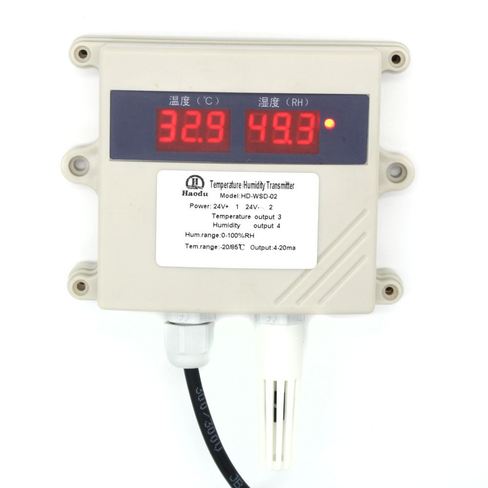 High-Precision Digital Display Temperature and Humidity Sensor Rs485 Communication 4-20Ma/0-10V Output Temperature and Humidity Transmitter