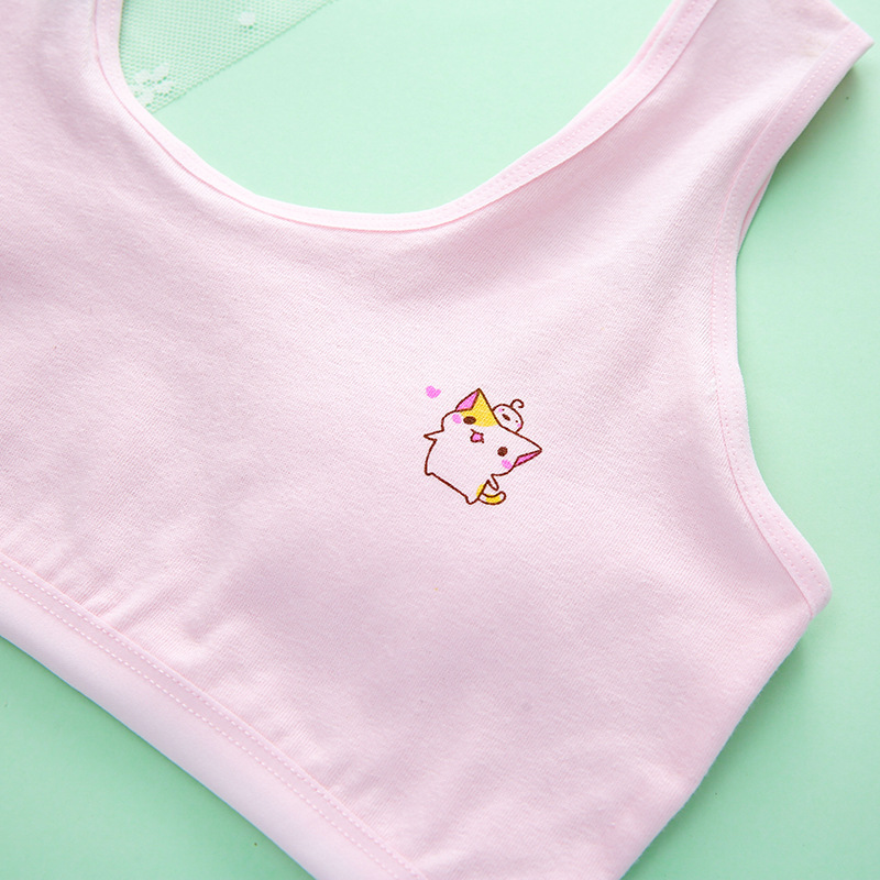 Girls Vest Development Period Intimates Junior High School Primary School Students 11-12 Years Old Middle and Older Girls Cotton Bra Cartoon