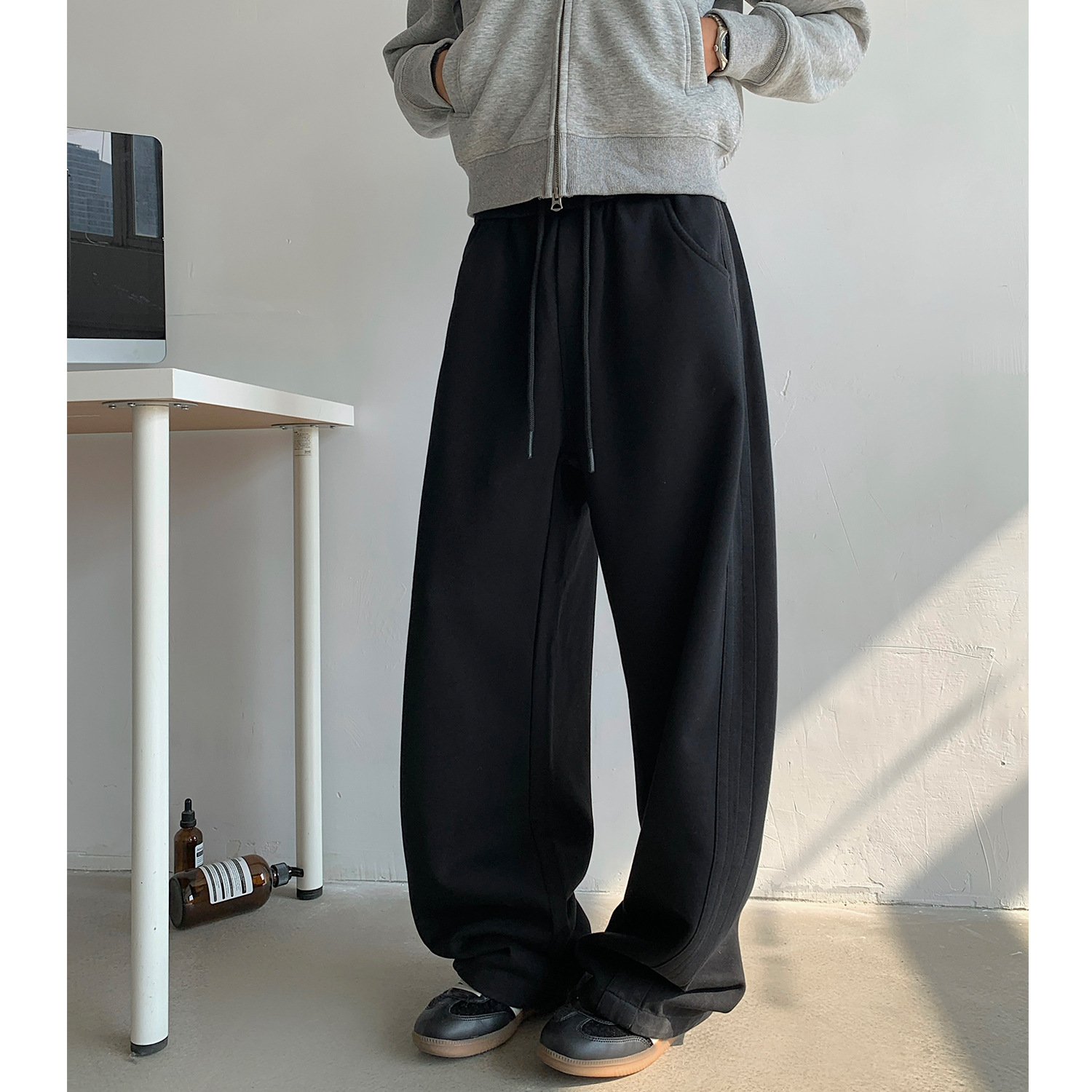 INTFEDAY Heavy Vintage Old Dirty Dye Sports Pants Men's plus size Loose Banana Sweatpants Cross-border Hair