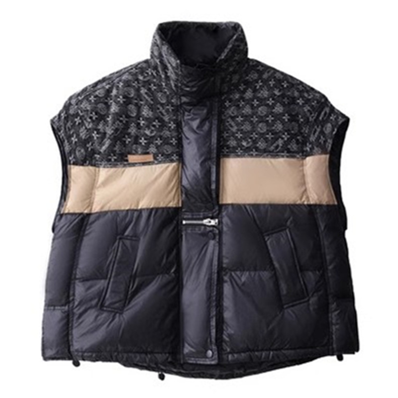 2023 stand collar contrast color down jacket vest women's short winter loose fashion versatile white duck down waistcoat