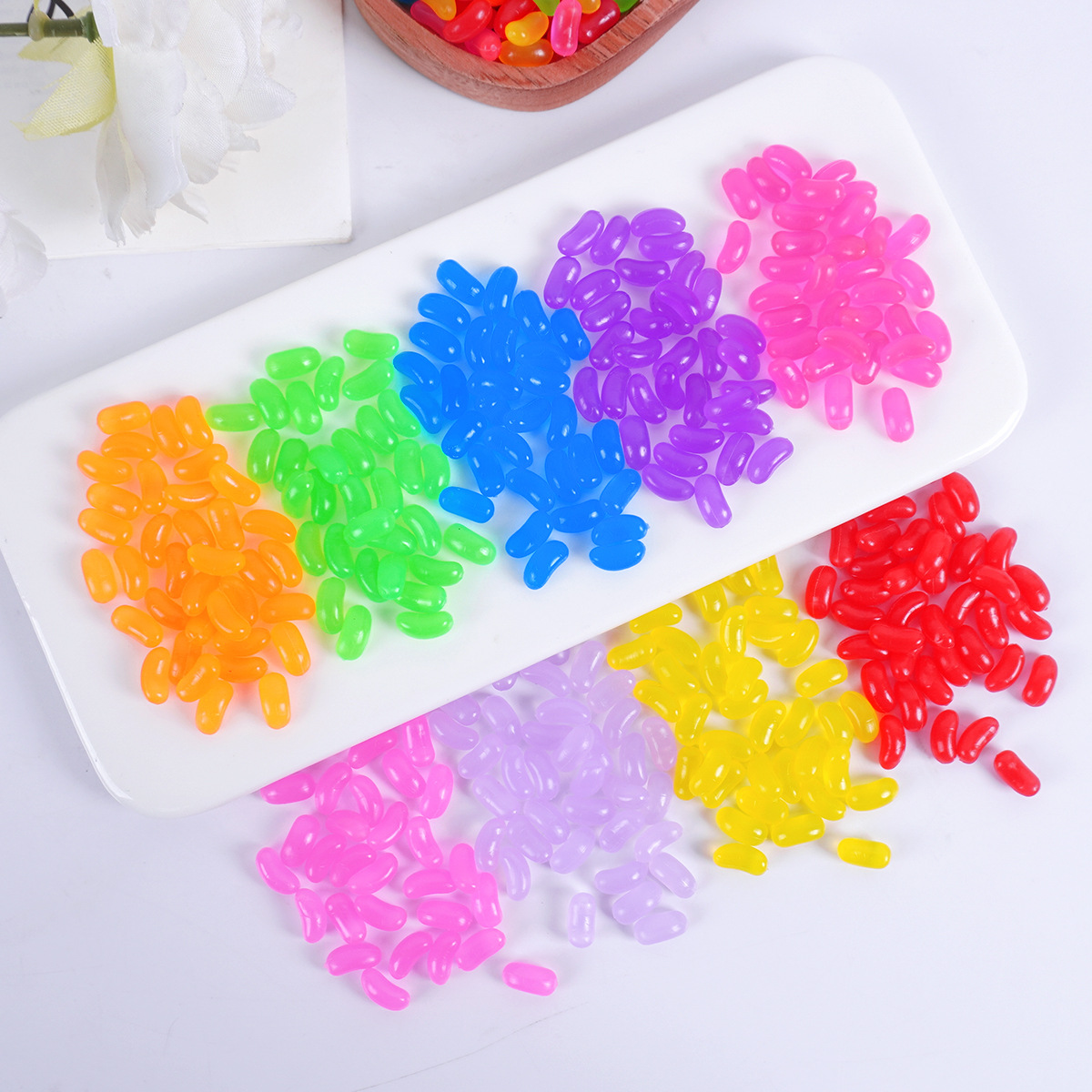 Модель маленькой искусственной резинки радуга, ПВХ десертный домик, конфеты, желейные бобы, декоративные украшения, искусственные продукты