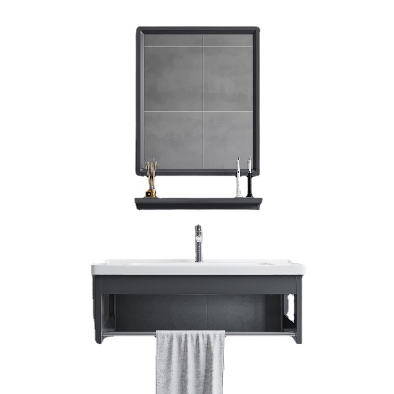 Space Aluminum Simple Bracket Basin Small Apartment Wall-mounted Wash Basin Bathroom Ceramic Basin Balcony Integrated Wash Table