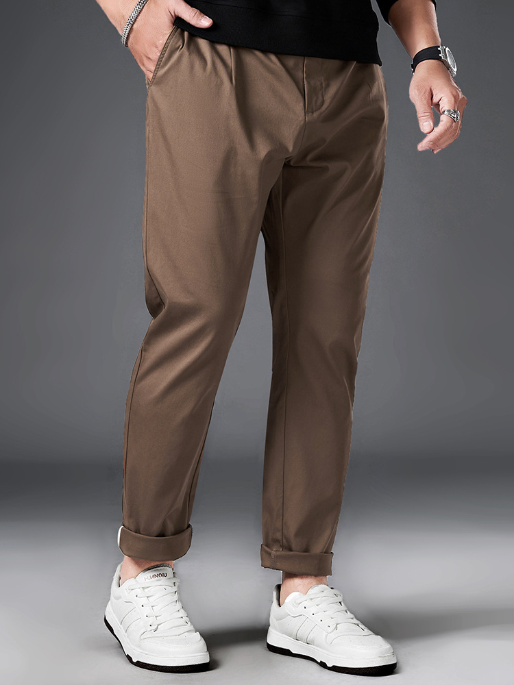 3057 plus size bottoms spring and summer new work commuter versatile belt straight plus size men's casual pants