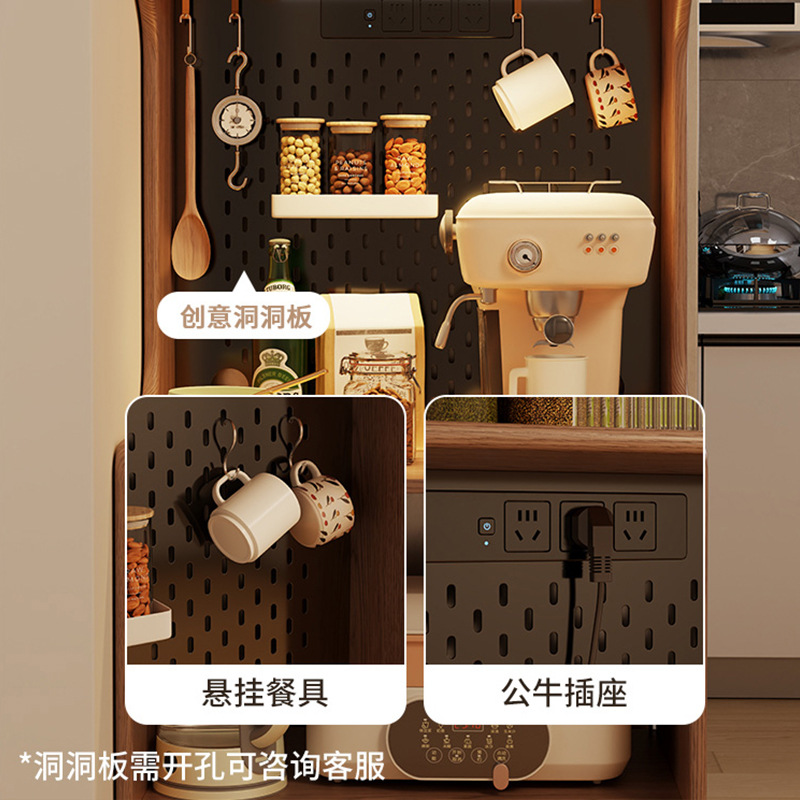 Solid Wood Sideboard Storage Cabinet for Small Apartments, Narrow Kitchen Wall-Mounted Storage Cabinet, Tea Cabinet, Living Room Light Luxury Vintage Style