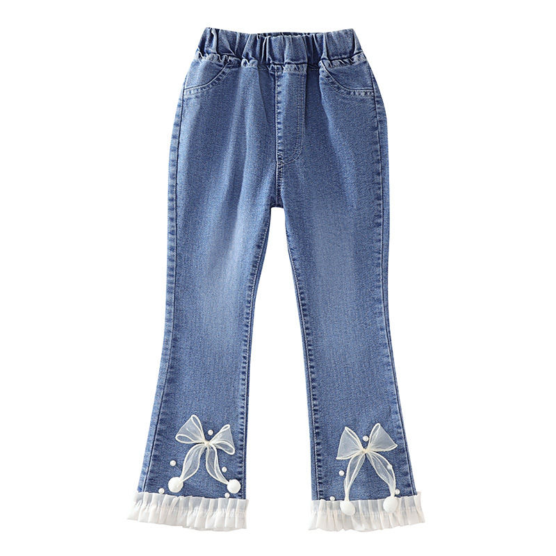 Children's Wear Girls' Jeans Flared Pants 2025 Spring New Western Style Big Children's Spring and Autumn Slim-fit Children's Long Pants