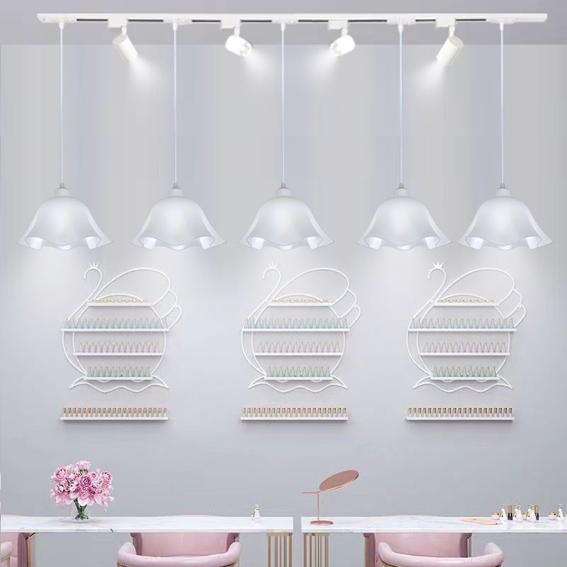 Люстра для ногтевого салона, кремового стиля, для магазина молочного чая, трек с точечными светильниками, коммерческий, для кассы, ресторана