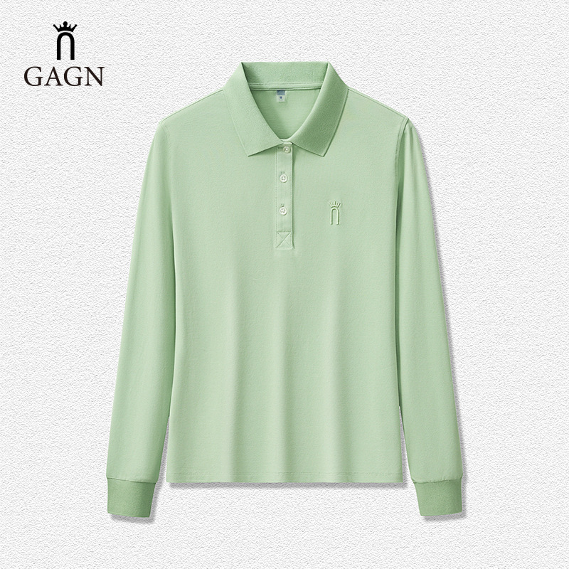 Long-Sleeved Polo Shirt Women's T-Shirt Slim Fit Corporate Uniform Workwear Professional Shirt 2025 New Business Collar Sweatshirt