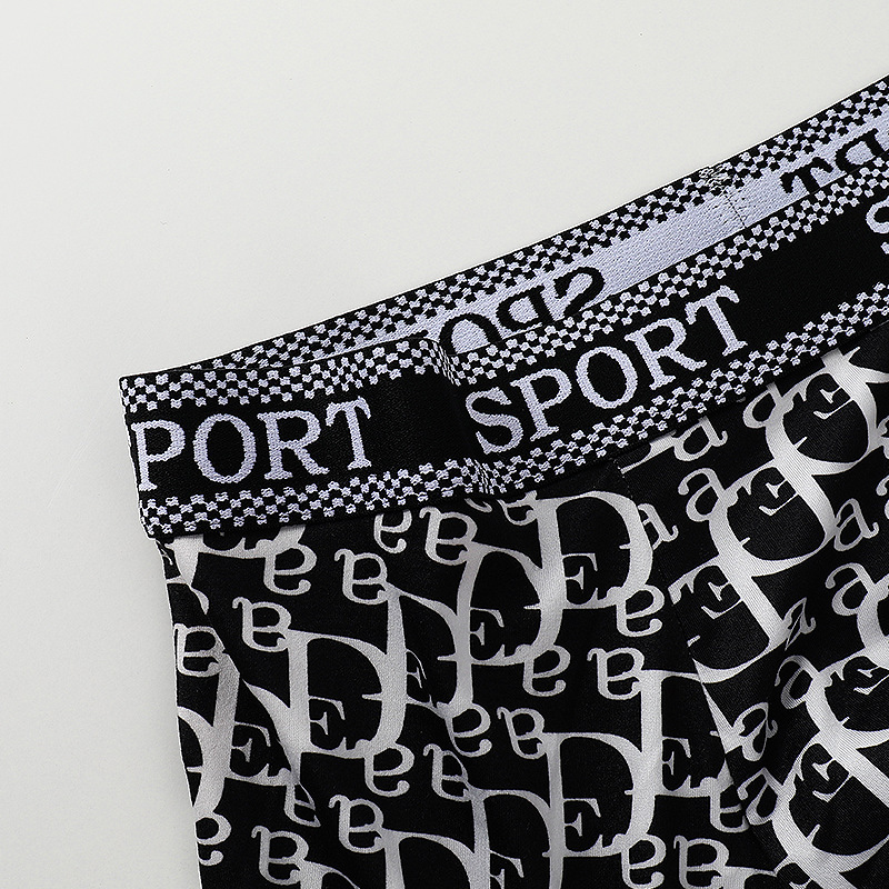 Cross-border men's boxer pants letter breathable comfortable loose thin underwear men's plus size boxer pants factory outlet