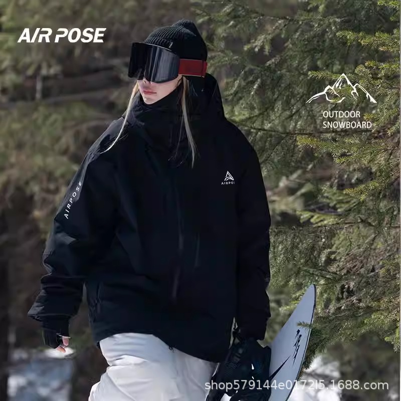 airpose Ski Suit Women's Waterproof 2024 New Men's Professional 3L Single Board American Style Outdoor Winter Cotton